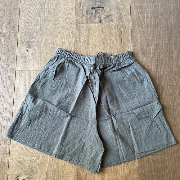 NWOT Women Solid High Waist Linen Blend Shorts Pants Beach Shorts (Size L) - Picture 3 of 7